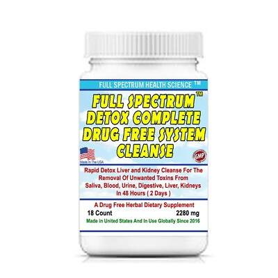 #ad FULL SPECTRUM Detox Complete Natural System Cleanse 2 Days To Detox 18 Caplets $24.95