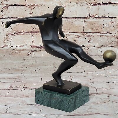 #ad FOOTBALL SOCCER PLAYER Sports Memorabilia Bronze Bookend Sculpture Home Deal $309.00