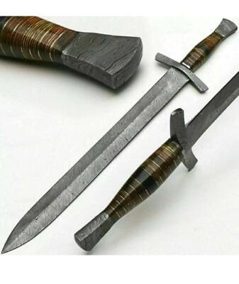 #ad SUPERB HUNTEX 25 inches Damascus Steel SWORD with leather sheath $97.23