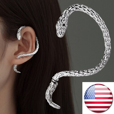 #ad Silver Snake Ear Stud Cuff Wrap Earring Fashion Gothic Punk Wind New $9.95