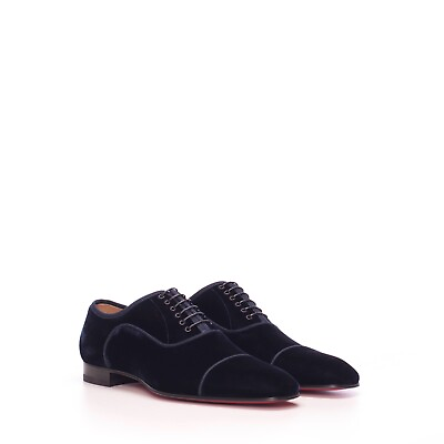#ad CHRISTIAN LOUBOUTIN 850$ Greggo Orlato Oxford Shoes Navy Blue Velvet $476.00
