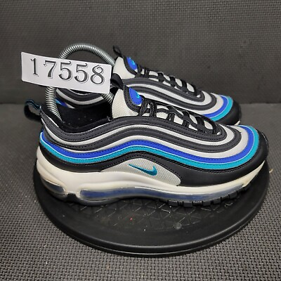 #ad Nike Air Max 97 Shoes Womens Sz 7 White Blue Black Trainers Sneakers $50.00