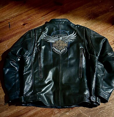 #ad used mens harley davidson leather jacket xl $400.00