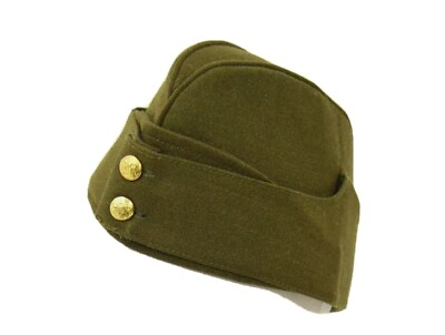 #ad British Army Side Cap 1940#x27;s WW2 Forage Chip Hat Uniform Khaki Green Kings Crown $49.27