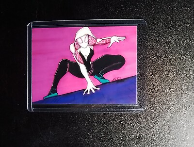 #ad Spider Man Marvel Sketch Card Print Ghost Spider Gwen Across The Spiderverse $2.99