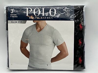 #ad NEW 3 PACK MENS RALPH LAUREN POLO CLASSIC FIT COTTON V NECK T SHIRT SMALL BLACK $24.99