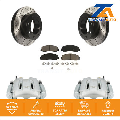 #ad Front Brake Caliper Drilled Slot Rotor Ceramic Pad Kit For Ford F 350 Super Duty $419.72