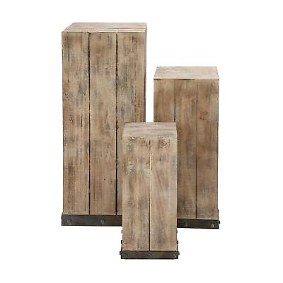 #ad Zimlay Rustic Square Wooden Set Of Three Pedestals 69262 $376.26