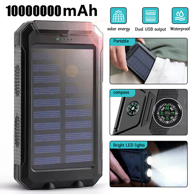#ad 2024 Super 10000000mAh USB Portable Charger Solar Power Bank for Cell Phone $17.56