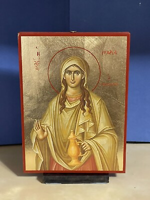 #ad SAINT MARY MAGDALEN THE MYRRH BEARER WOODEN ICON FLAT WITH GOLD LEAF 5x7 inch $48.00