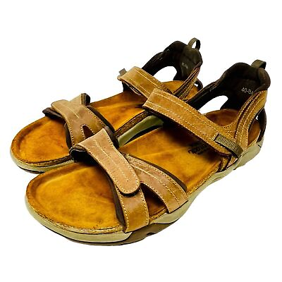 #ad NAOT Brown Flow Comfort Leather Sandals Womens Sz 40 US 9 Strappy Walking Travel $55.00