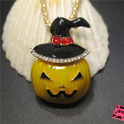#ad Hot Lovely Yellow Bling Halloween Pumpkin Pendant Fashion Women China Necklace $3.95