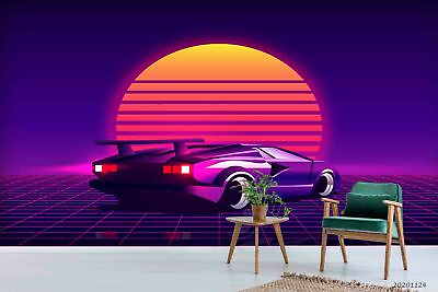 #ad 3D Sports Car Sunset Wallpaper Wall Mural Removable Self adhesive Sticker 850 AU $314.99