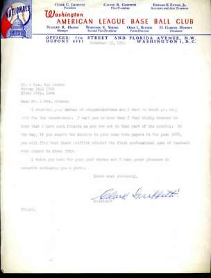 #ad Clark Griffith PSA DNA Loa Signed 1951 Senators Letter Autograph $399.00
