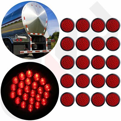 #ad 20x Red 24LED Stop Turn Tail Brake 4quot; Round Lights for Kenworth Peterbilt Rubber $64.29
