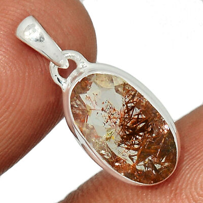 #ad Natural Faceted Cacoxenite Super 7 925 Sterling Silver Pendant Jewelry CP39380 $19.99