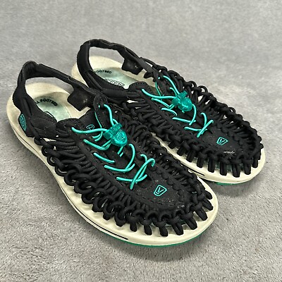 #ad KEEN Uneek Sandals Mens 7.5 Black Green Thong Water Beach $34.95
