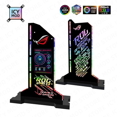 ROG RGB VGA Holder LCD Vertical GPU Bracket Screen LED Temperature Monitor $47.99