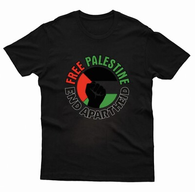 #ad Free Palestine End Apartheid Black T Shirt amp; Pin Set $14.99