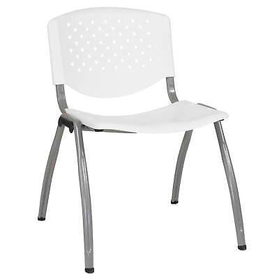 #ad 880 lb. Capacity White Plastic Stack Chair with Titanium Powder Coated Frame $37.97