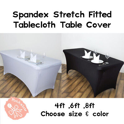 #ad 2pcs Spandex 4ft 6ft 8ft Stretch Fitted Tablecloth Table Cover Wedding Event $20.89