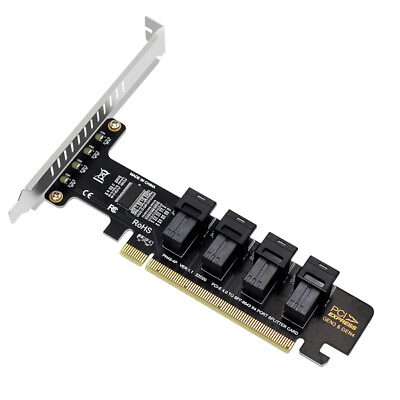 #ad 4.0 PCI E X16 to 4 SFF 8643 U.2 NVME Expansion Card SSF 8643 to SFF 8639 SSD New $16.24