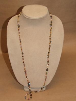 #ad Vintage Semi Precious Gemstone with Yellow Glass Seed Bead Necklace 34 inches $25.00