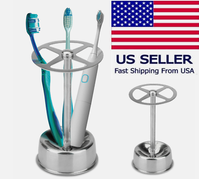 #ad Stainless Steel Toothbrush Holder Toothpaste Stand Bathroom Organizer Freestand $7.99
