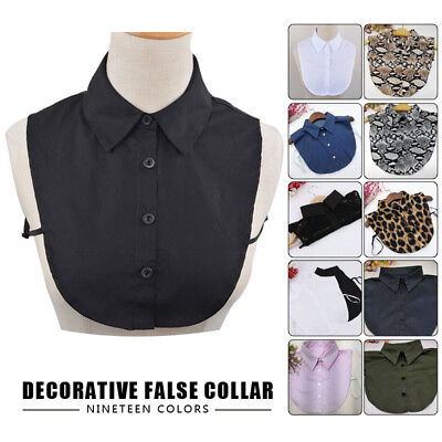 #ad Women Shirt Blouse insert Removable Lapel Shirt Fake False Collar Detachable Bib $7.81