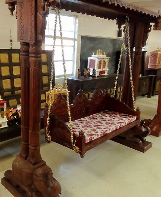 #ad Ships from USA: Hand Carved Solid Wood Indian Royal Swing Maharaja Jhoola $3495.00