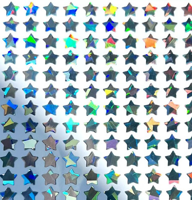 #ad 264 Silver Holographic Crystal Star Stickers Tiny 0.25 inch $3.00
