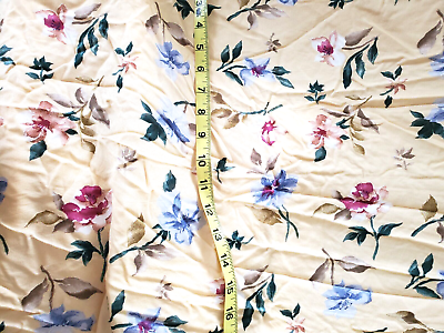 #ad Vintage Lovely Yellow Cotton Rayon Floral Fabric Blue Purple Flowers 3 yards $55.00
