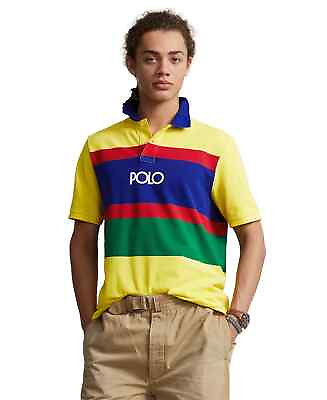 #ad Polo Ralph Lauren MEN#x27;S Polo Shirt ML XL NWT Classic Fit Striped Mesh POLO LOGO $65.00
