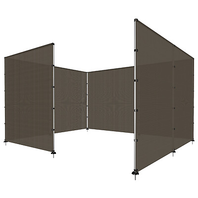 #ad 6#x27; Outdoor Removable Fence Brown Privacy Fence w Pole for Yard Pool Dog Garden $312.29