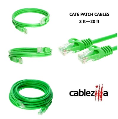 #ad Cat6 Green Patch Cord Network Cable Ethernet LAN RJ45 UTP 3FT 20FT Multi LOT $128.49