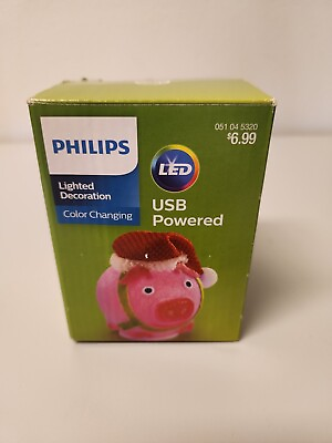 #ad Philips USB LED Powered Color Changing Small Santa Pig Decoration 2015 $9.99
