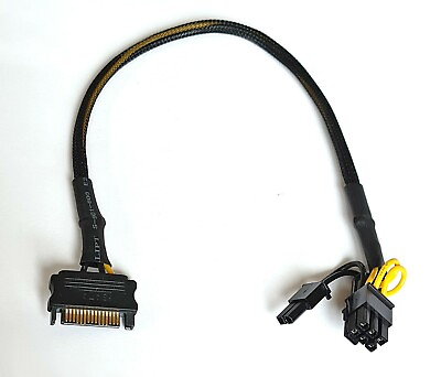 #ad PCI Express Cable Adapter 6 or 8 pin from SATA 15 pin 9.25 inches Sleeved 18 AWG $3.49