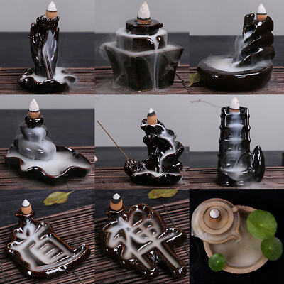 #ad Multi Style Retro Ceramic Backflow Incense Burner for Home Office Tea $25.66