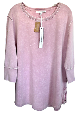 #ad Jane and Delancey Women#x27;s Blouse Top Garment Dye 3 4 Sleeve Size L Light Pink $24.99