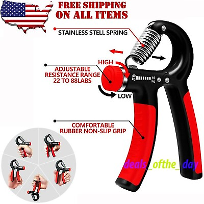#ad Hand Grip Strength Power Trainer Gripper Strengthener Adjustable Gym Exerciser $6.49