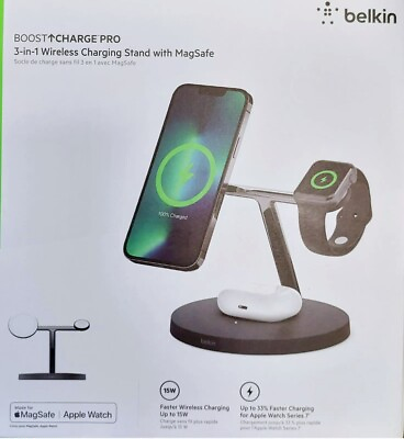 #ad Belkin MagSafe 3 in 1 Wireless Charging Stand Faster Charging $65.00