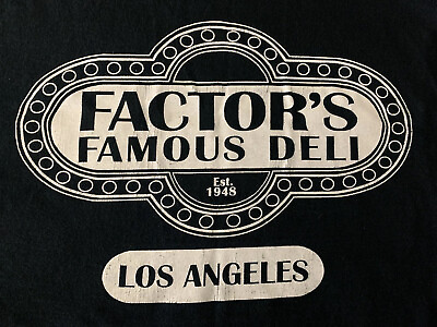 #ad Vintage Factor’s Famous Deli Los Angeles T Shirt Black Small LA Restaurant Vtg $24.99