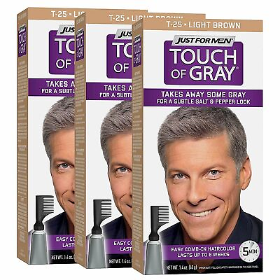 #ad Just For Men Touch Of Gray Hair Color Treatment T 25 Light Brown 1ct Pack of 3 $41.45