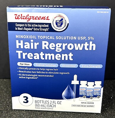 #ad Walgreens Minoxidil Topical Solution 5% Hair Regrowth Treatment 3 Month EXP 2 25 $36.99
