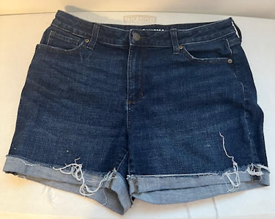 #ad Womens Sonoma Mid Rise Stretch Denim Cuffed Boyfriend Blue Jean Shorts Size 14 $7.85
