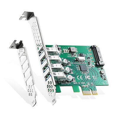 #ad PCIE to 4 Ports USB 3.0 Expansion Card Self Powered Low Profile Bracket for W... $26.72