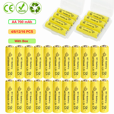 #ad LOT 1.2v Ni Mh AA Rechargeable Batteries 700mAh AA Battery 4 8 12 16 Pack Box $6.98