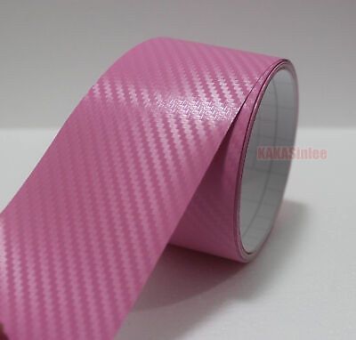 #ad 3D Pink Sheet Car PVC Grain Carbon Fiber Vinyl Tape Wrap Sticker Decors Trim $4.29