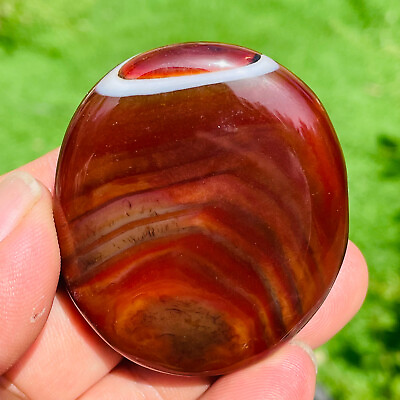 #ad 68g Natural Polished Silk Banded Lace Agate Crystal Palm stone Specimen Healing $22.00