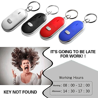 #ad Portable LED Lost Key Finder Locator Keychain Whistle Sound Control Keyring $0.99